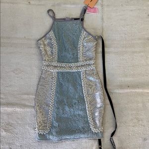 PRETTY LITTLE THING lace and pearl mini dress